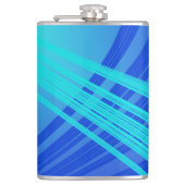 Blauwe en Blauwgroen Abstracte lijnen Heupfles (Voorkant)