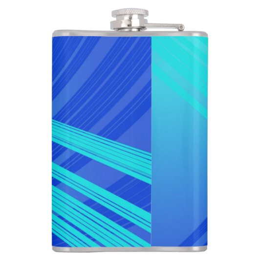 Blauwe en Blauwgroen Abstracte lijnen Heupfles (Achterkant)