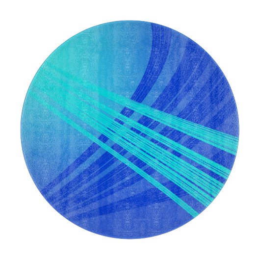 Blauwe en Blauwgroen Abstracte lijnen Snijplank (Voorkant)