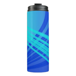 Blauwe en Blauwgroen Abstracte lijnen Thermosbeker