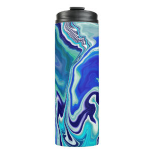 Blauwe en Blauwgroen marmergolven Thermosbeker