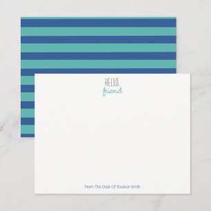 Blauwe en Blauwgroen striped notiecards - set van  Notitiekaartje