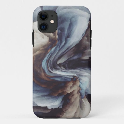 Blauwe en bruine abstracte verftelefoondozen Case-Mate iPhone case (Achterkant)