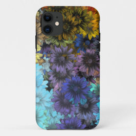 Blauwe en bruine bloem iPhone 11 hoesje