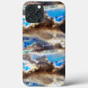 Blauwe en bruine gekleurde textuur in een ruwe hou iPhone 13 pro max hoesje