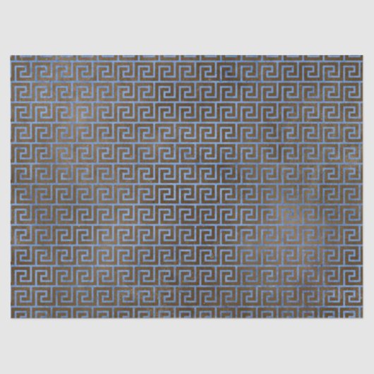 Blauwe en bruine Griekse sleutelontkoppeling Tissuepapier (Voorkant)