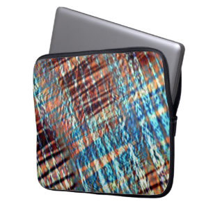 Blauwe en bruine strepen die rustisch zijn doorkru laptop sleeve