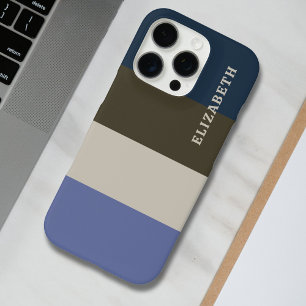Blauwe en bruine strepen patroon iPhone 16 pro hoesje