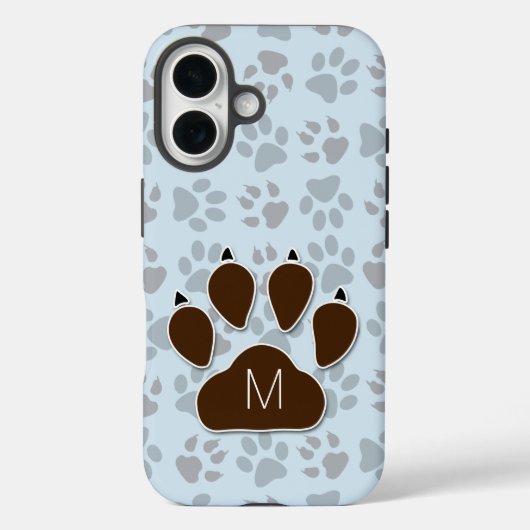 Blauwe en bruine verf afdrukken met monogram Case-Mate iPhone case (Achterkant)
