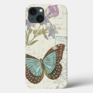 Blauwe en bruine vlinder iPhone 13 hoesje