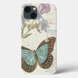 Blauwe en bruine vlinder iPhone 13 hoesje