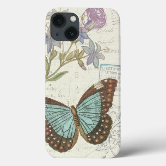 Blauwe en bruine vlinder Case-Mate iPhone case (Achterkant)