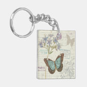 Blauwe en bruine vlinder sleutelhanger (Voorkant Links)