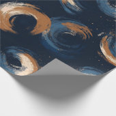 Blauwe en bruine wervelcirkel op donkere achtergro cadeaupapier (Hoek)