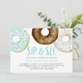 Blauwe en Chocolade Donuts Sprinkles Sip and See Kaart (Staand voorkant)