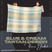 Blauwe en Cream Tartan Design Fleece Deken