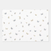 Blauwe en Crème Vlinders Tuin Fauna Wrapping P Inpakpapier Vel (Voorkant)