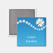 Blauwe en Daisy Magnet Magneet (Voorkant / Achterkant)