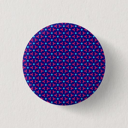 Blauwe en Fuchsia Pattern Pin Button (Voorkant)