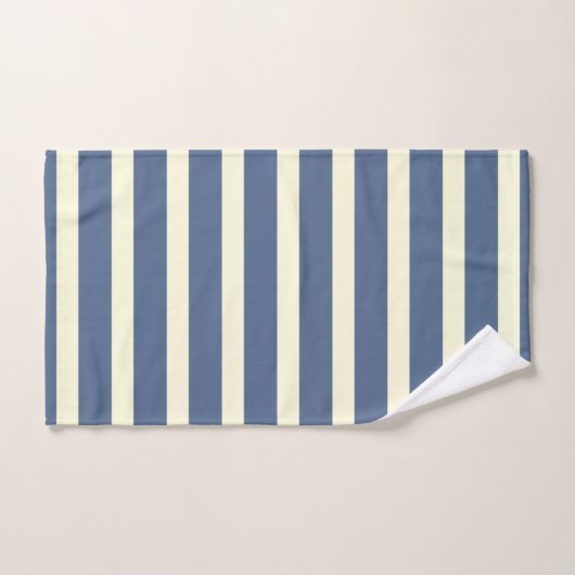 Blauwe en gebroken witte strepen bad handdoek (Handdoek)