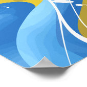 Blauwe en gele Abstracte kunst Poster (Hoek)