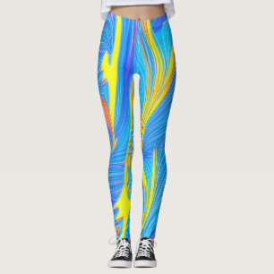 Blauwe en Gele Abstracte Leggings