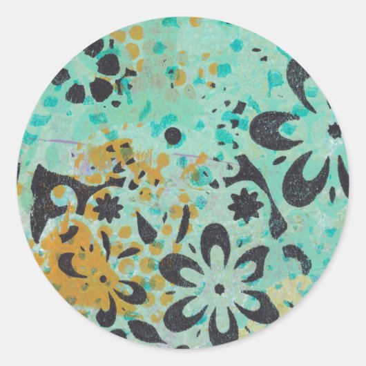 Blauwe en gele abstracte stickers (Voorkant)