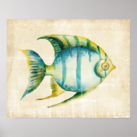 Blauwe en gele aquariumvis
