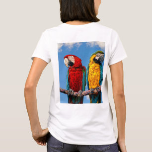 Blauwe en gele ara en een Scarlet ara T-shirt