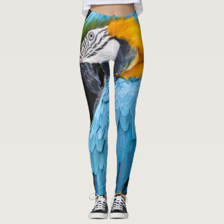 Blauwe en gele ara Preening Leggings