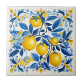 Blauwe en gele Azulejos met citroenen Tegeltje (Voorkant)