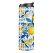 Blauwe en gele Azulejos met citroenen Thermosbeker (Gedraaid links)