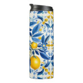 Blauwe en gele Azulejos met citroenen Thermosbeker (Geroteerd rechts)