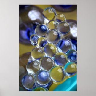 Blauwe en gele bubbels poster