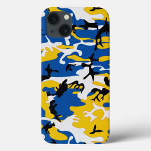 Blauwe en gele Camo iPhone 13 Hoesje