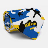 Blauwe en gele Camo Stropdas (Opgerold)
