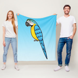 Blauwe En Gele Cartoon Ara Papegaai Vogel Fleece Deken