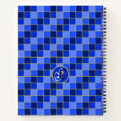 Blauwe en gele cheques gepersonaliseerd notitieboek (Achterkant)