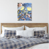 Blauwe en gele cichorei canvas afdruk (Insitu (Slaapkamer))