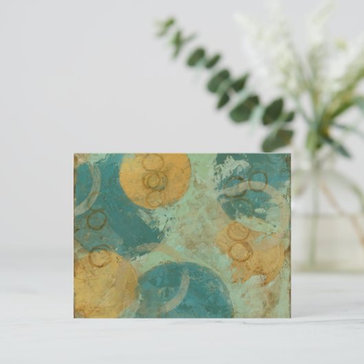 Blauwe en gele cirkels briefkaart (Staand voorkant)