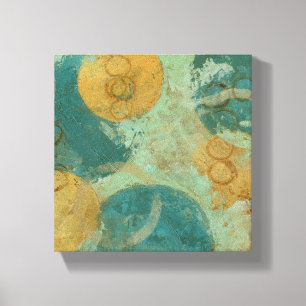 Blauwe en gele cirkels canvas afdruk