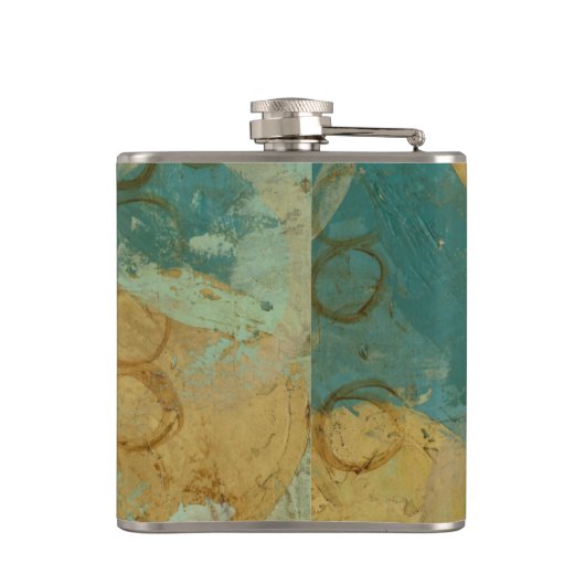 Blauwe en gele cirkels heupfles (Achterkant)