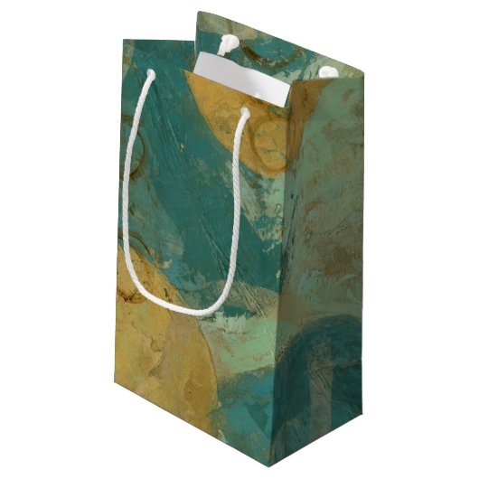 Blauwe en gele cirkels klein cadeauzakje (Achterkant Gekanteld)