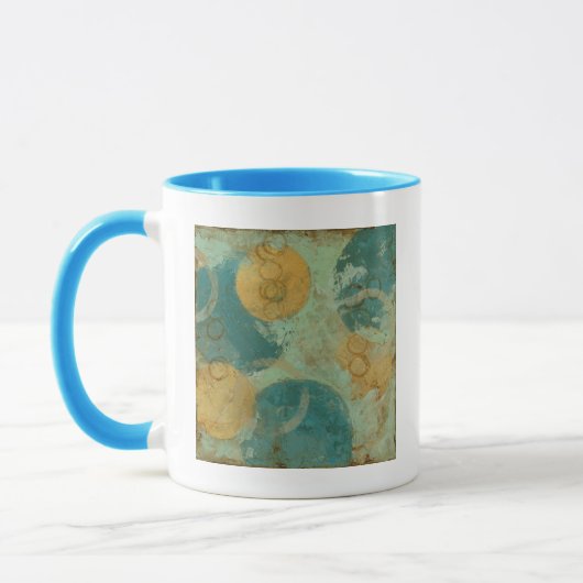 Blauwe en gele cirkels mok (Links)