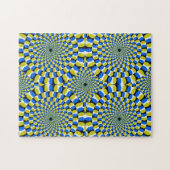 Blauwe en gele cirkels optische illusie - hard legpuzzel (Horizontaal)