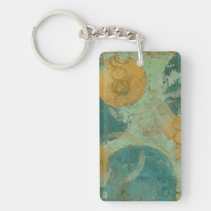 Blauwe en gele cirkels sleutelhanger