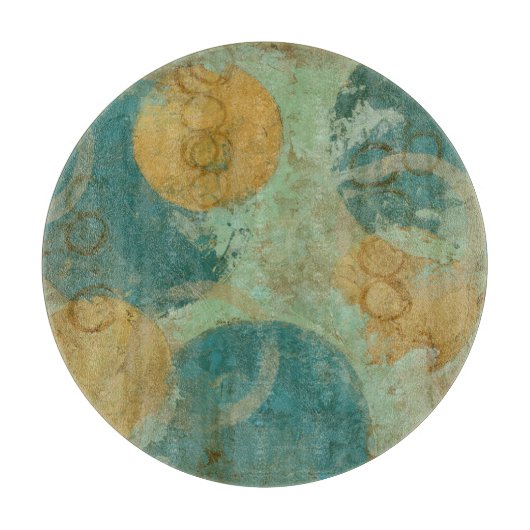 Blauwe en gele cirkels snijplank (Voorkant)