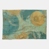 Blauwe en gele cirkels theedoek (Horizontaal)