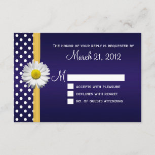 Blauwe en gele Daisy RSVP-kaart RSVP Kaartje