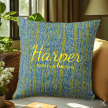 Blauwe en gele denim textuur | Aangepaste rustieke